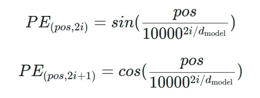 Transformer - positional encoding (formula)